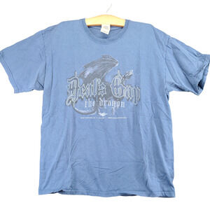 Gildan Mens Devil's Gap The Dragon T-Shirt Blue Large Graphic Biker Motorcycle